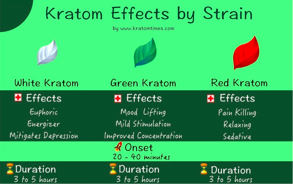 Kratom Effects by Strain infographic