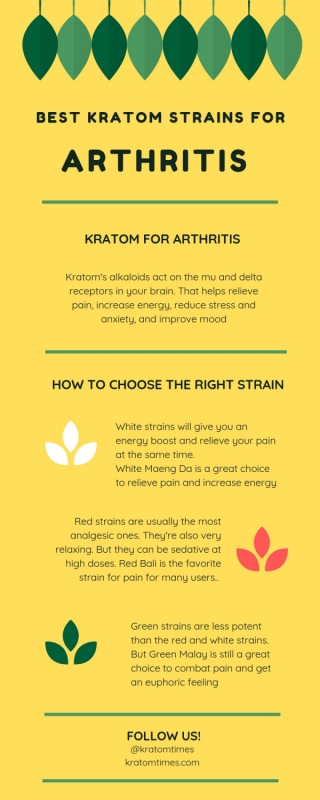 Best kratom strains for arthritis - Infographic