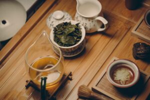 Tea drink and tea leaves